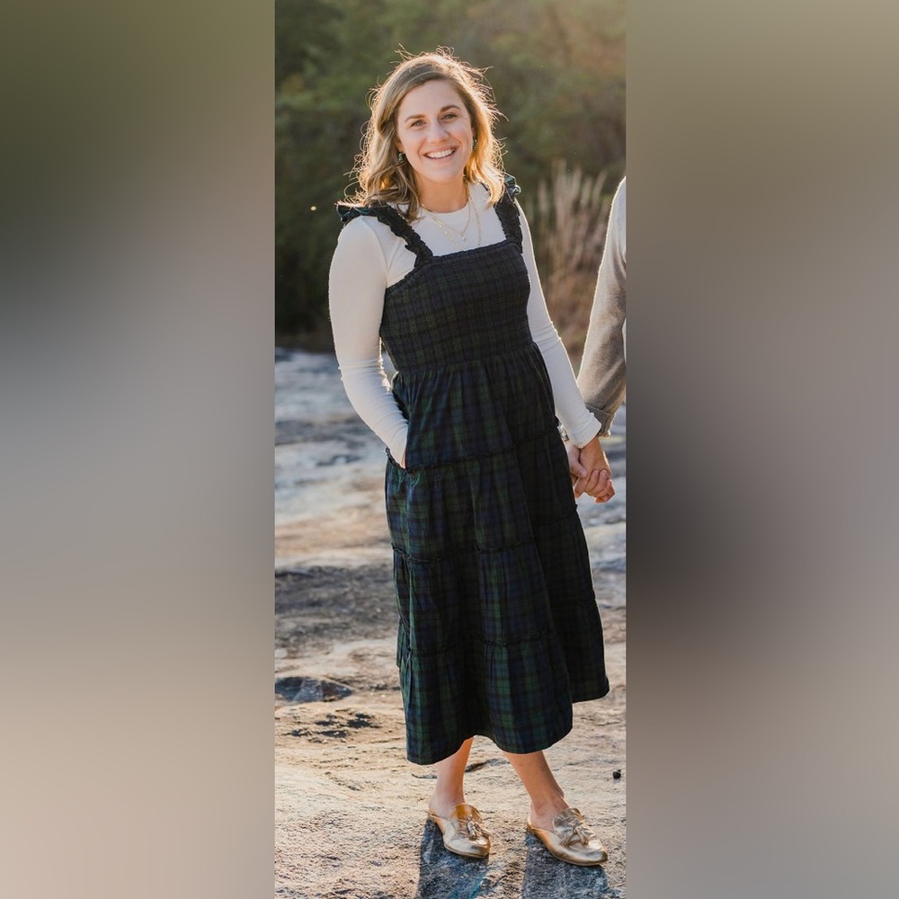 J Crew Plaid Smocked Tiered Dress